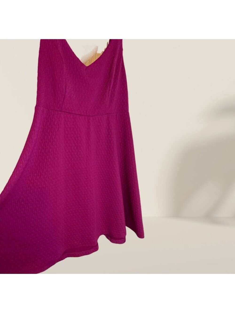 Magenta Sleeveless V-Neck Fit & Flare Dress - Picture 2 of 3